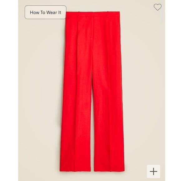 NWT J. Crew Wide-Leg Essential Pant In Red Linen 14 - Picture 4 of 9